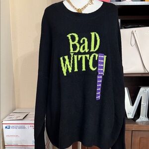 Vince Camuto Black and Green 'Bad Witch' Sweater Size XXL NWT